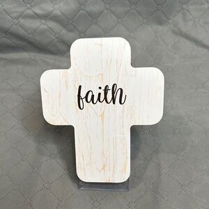 24 Prayer Cards in White Wooden Cross Box 'Faith' Inscribed NWT Prayer Card Gift